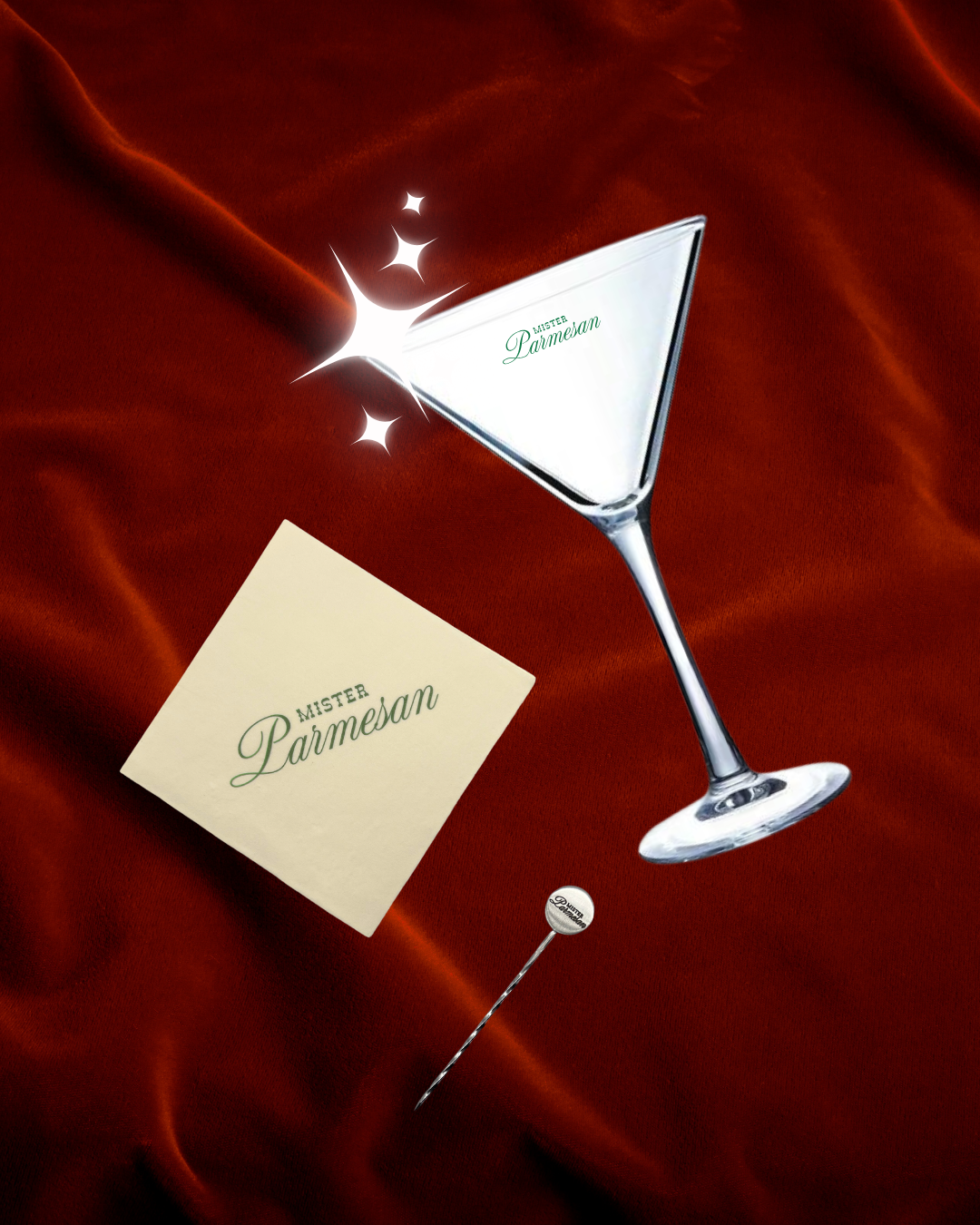The Mister Parmesan Martini Glass Set
